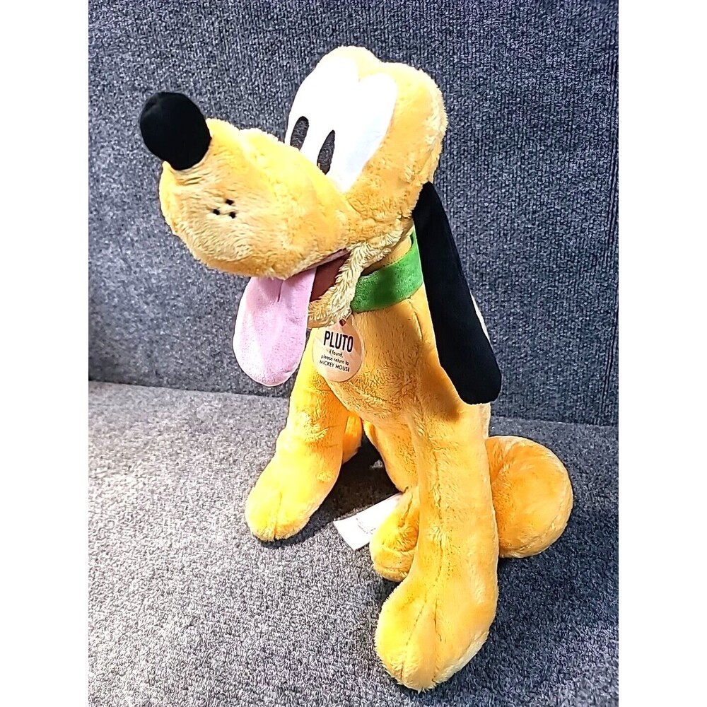 Disney Store Pluto Plush If Found Return to Mickey Mouse Tag 16" Stuffed Toy
